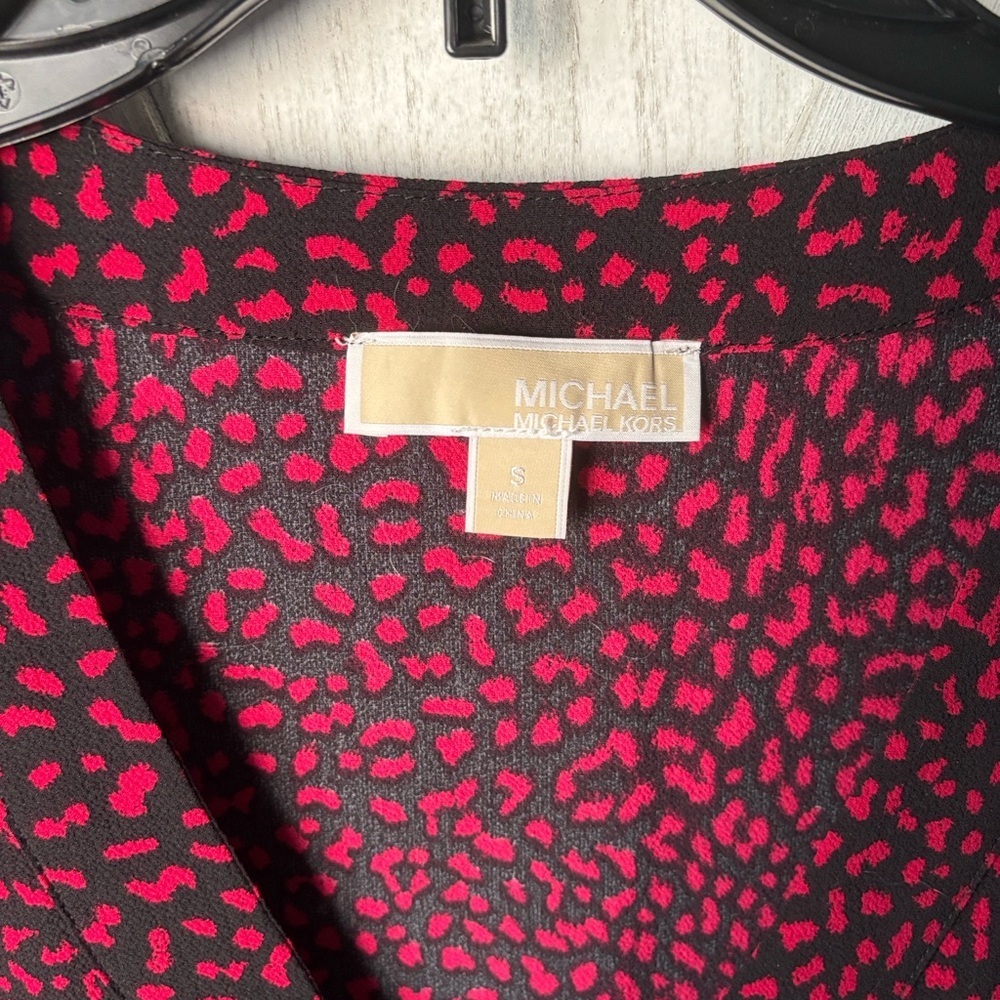 Michael Kors Black and Red Animal Print Blouse - Picture 2 of 6